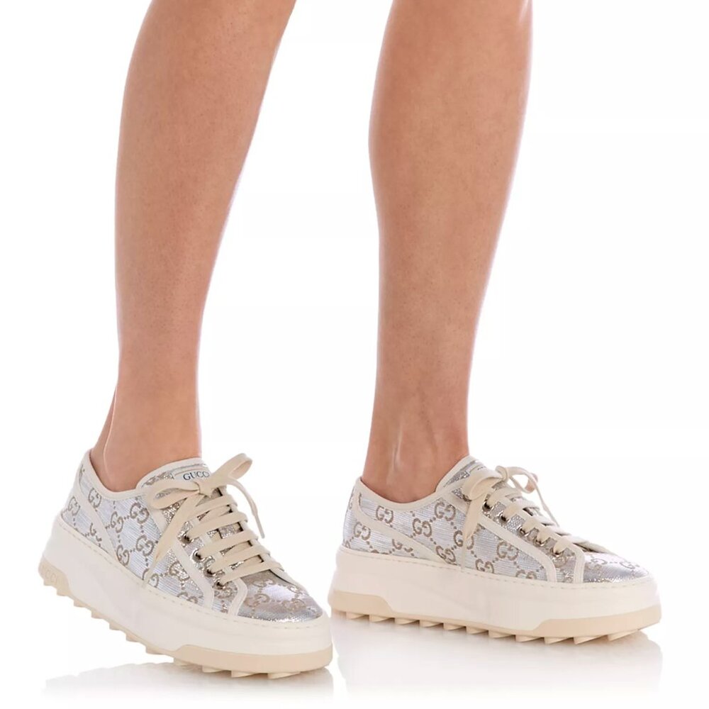 NEW GUCCI Tennis GG Canvas Platform Low Top Sneakers EU 39.5 / US 9.5 Authentic - Picture 2 of 12